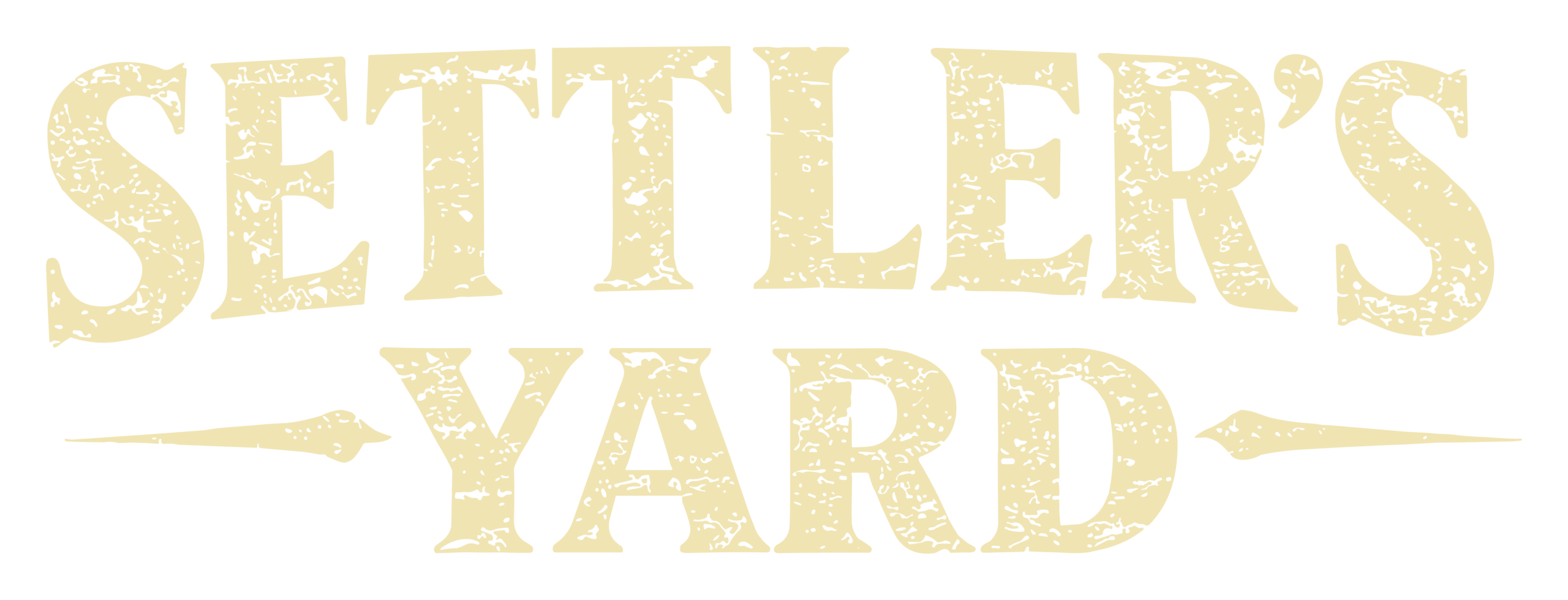 Stylized distressed Settler's Yard text logo